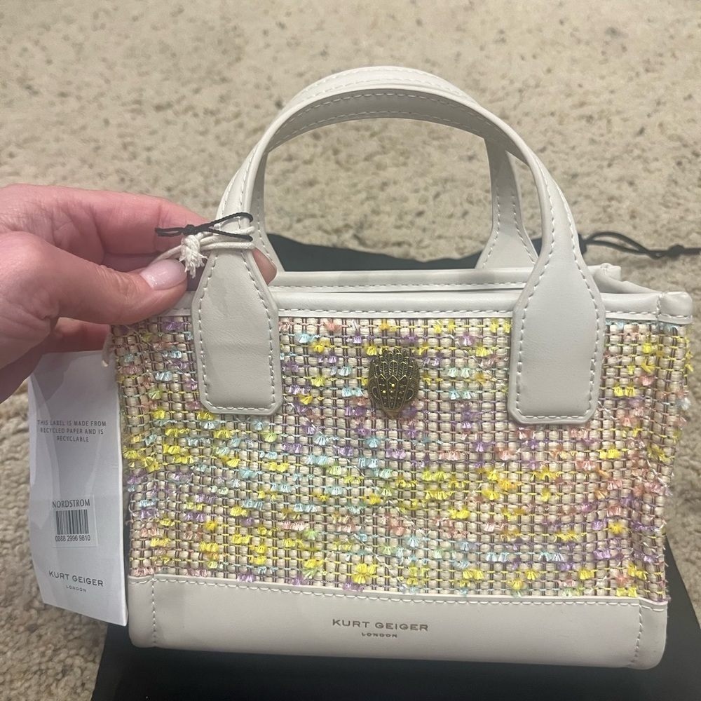 Kurt Geiger White and Multicolor Tweed Mini Bag